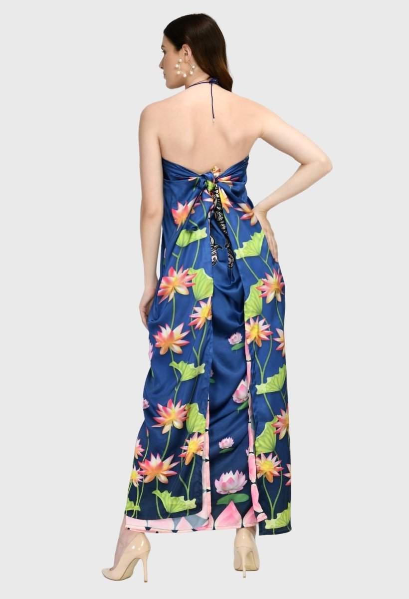 Modistas | Premium Lotus Silk Dress Azure Blue dress Cocktail Dresses